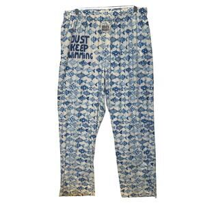 Brief Insanity Sleep Pants Small 2XL Blue White Fish Print Lounge Novelty NWT